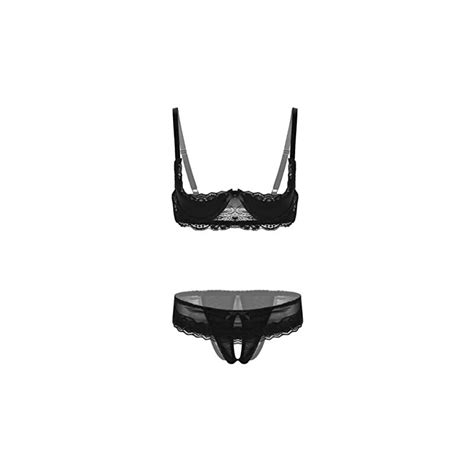 Freebily Completini Intimi Sexy Donna Hot Sesso Reggiseno Sexy Hot Aperto Trasparente In Pizzo