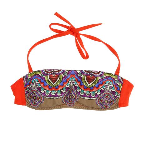 Haut De Bikini Bandeau Orange Motif Femme Nana Cara Kenya Espace Des Marques