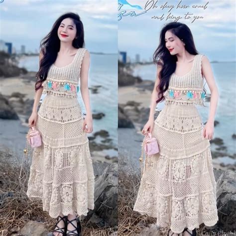 Bán sỉ 79 Set bikini chân váy dài xoè rộng mix áo 2 dây croptop quả bông thời trang đi biển