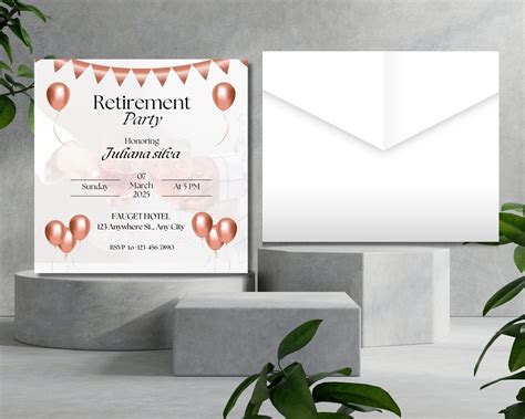 Minimalist Retirement Party Invitation Template Editable Retirement Party Invite Retirement