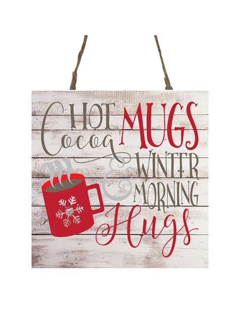 Hot Cocoa Mugs And Winter Morning Hugs Printed Handmade Wood Etsy