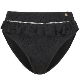 Beachlife Black Embroidery High Waist Bikini Hose Schwarz