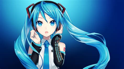 Anime Girls Blue Hair Hatsune Miku Vocaloid Cyan Hair Hd Wallpaper