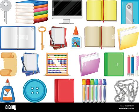 set  stationary object stock vector image art alamy