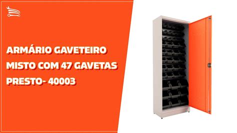 Armário Gaveteiro Misto 47 Gavetas Pretas PRESTO 40003 Loja do