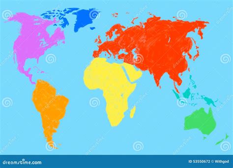 Multicolored World Map Isolated Stock Illustration Illustration Of