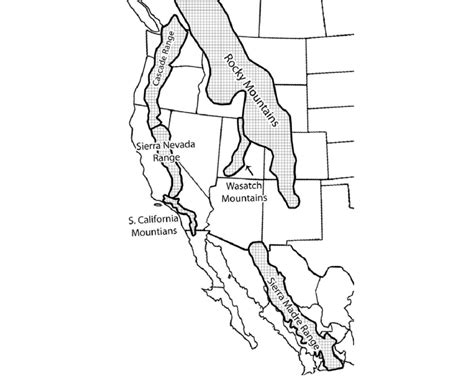 Map of the major North American mountain ranges (the North American ...