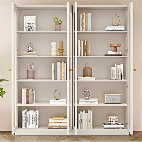 Modern White Wood Bookcase with Shelves and Cabinet Included - 31.5"L x ...