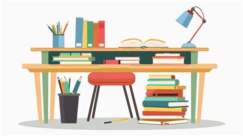 School Desk Clipart Study Corner Student Desk Premium Ai Generated Vector