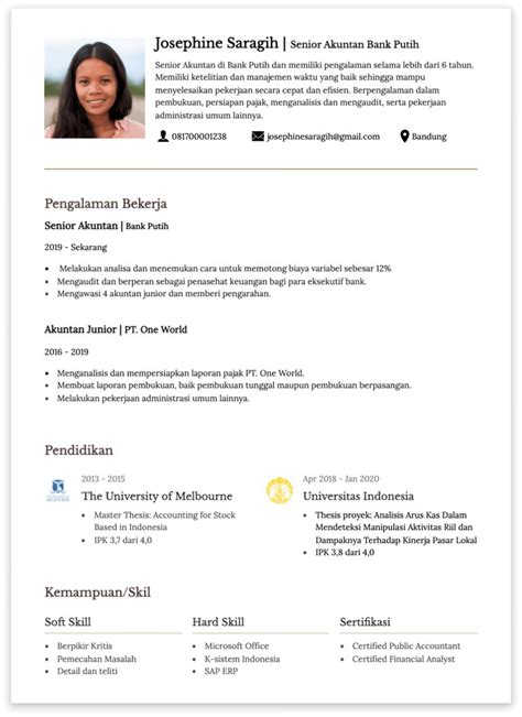 15 Contoh Cv Bahasa Indonesia Yang Baik Dan Benar Cakeresume