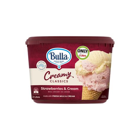 Buy Bulla Creamy Classic Ice Cream Strawberries And Cream 2L | Coles