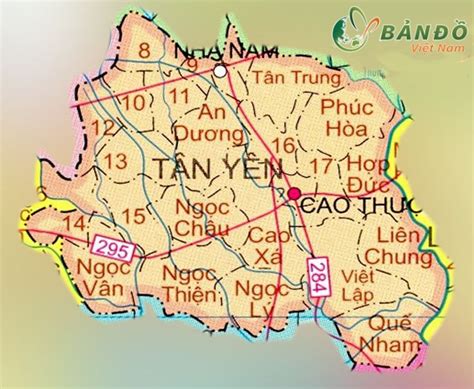 Bản đồ hành chính huyện Tân Yên (Bắc Giang) năm 2021