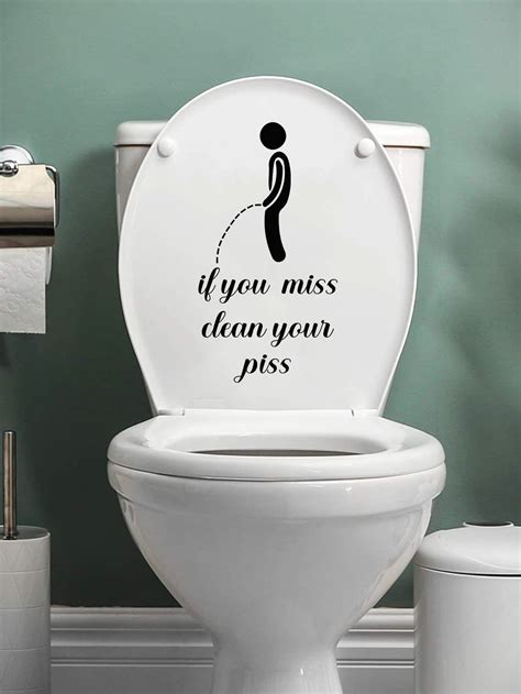 Sheet Slogan Graphic Toilet Sticker Home Stickers Toilet Decals