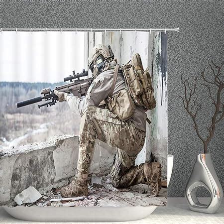 Amazon Gun Shower Curtain Pistol Rifle Submachinegun Sniper Gun