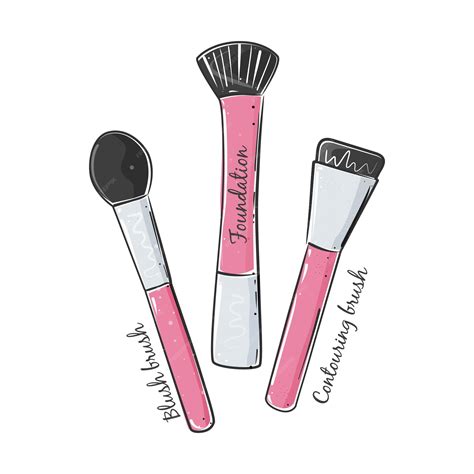 Un Conjunto De Brochas De Maquillaje Con Las Palabras Maquillaje Se Ve En él Vector Premium