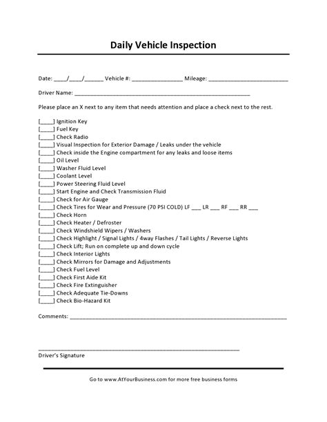 45 Best Vehicle Checklists (Inspection & Maintenance) ᐅ TemplateLab