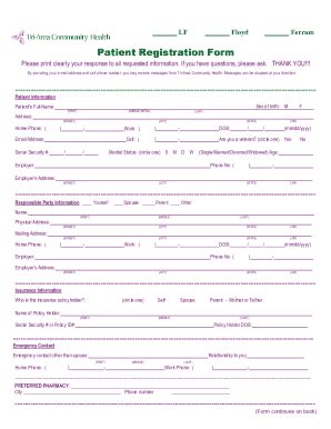 Fillable Online Patient Registration Patient Information Please Print