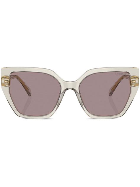 SWAROVSKI Crystal Embellished Cat Eye Sunglasses Neutrals Editorialist