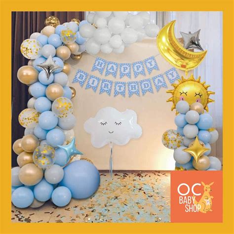 Jual Paket Dekorasi Balon Ulang Tahun Happy Birthday Cloud Sun Awan