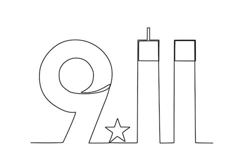 Premium Vector | A memorial of 911 in America 911 oneline drawing