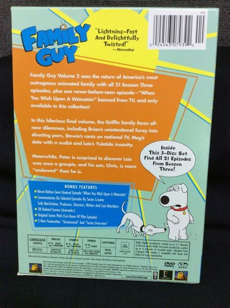 Family Guy Volume 2~ 3 Disc DVD Set~ Episodes 1-21~ Great Used ...