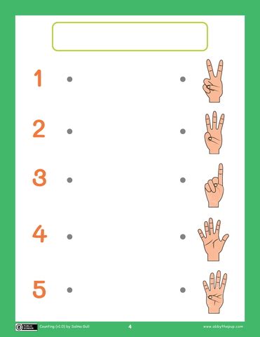 Matching Fingers Worksheet from 1 to 5 | Free Printable Puzzle Games