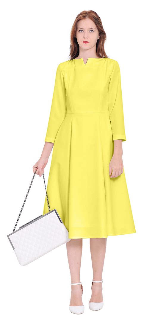 Elegant Classy Work Office Business Dress Long Tea Midi Dresses