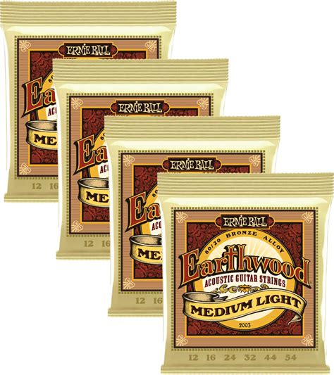 Amazon 4 Pack Ernie Ball Earthwood Medium Light Acoustic Strings