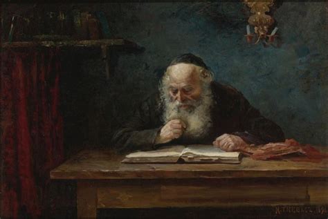 Old Man Reading A Book Jewish Art