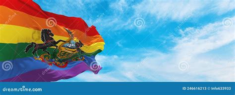 Pennsylvania Gay Pride Vector State Sign CartoonDealer 87481950