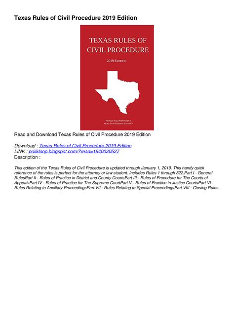 Epub Download Texas Rules Of Civil Procedure 2019 Edition Kindle Texas Rules Of Civil