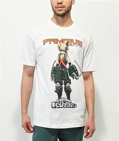 Primitive X My Hero Academia Katsuki Bakugo White T Shirt Mall Of