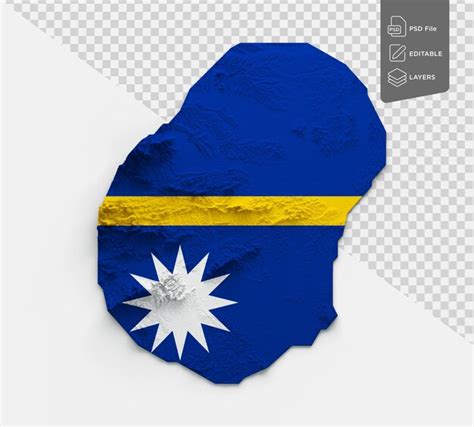 Premium Psd Nauru Map Nauru Flag Shaded Relief Color Height Map On