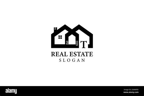 Alphabet T Real Estate Monogram Vector Logo Design Letter T House Icon