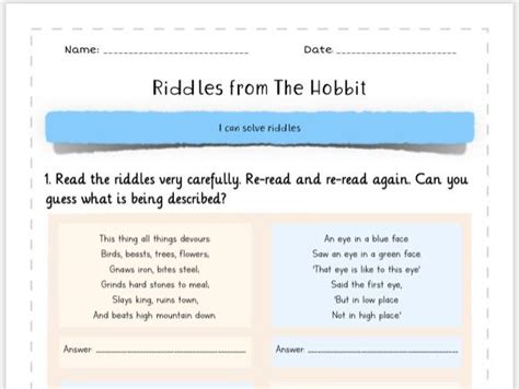 Riddles from The Hobbit | Teaching Resources