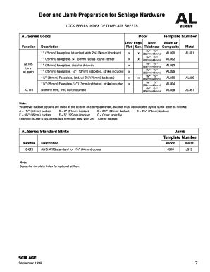 Fillable Online LOCK SERIES INDEX OF TEMPLATE SHEETS Fax Email Print