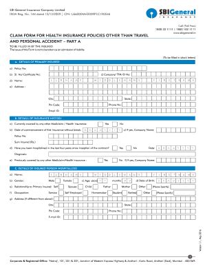 Fillable Online SBI General Insurance Company Limited Fax Email Print