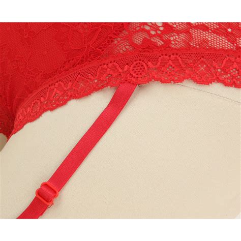 Charming Red Lace Halter Bodysuit Teddy Lingerie Romper N