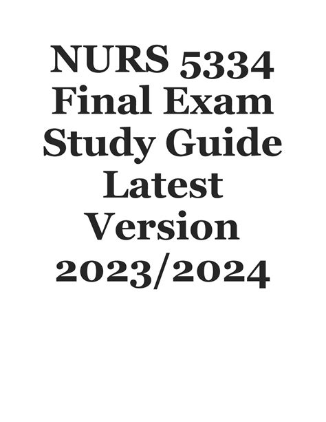 Nurs Final Exam Study Guide Latest Version Nurs