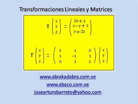 Transformaciones Lineales Y Matrices 0001 YouTube