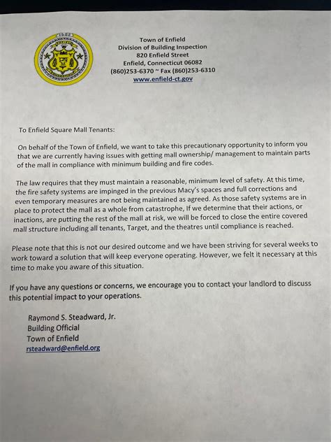 Enfield Square Tenants Notified Of Fire Hazards, Closure Possibility