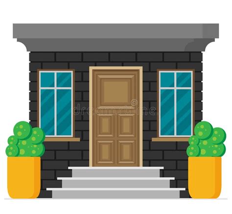 Front Door House Exterior Flat Vector Stock Vector Illustration Of