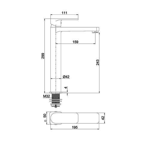 Abacus Edge Anthracite Tall Mono Basin Mixer Sanctuary Bathrooms