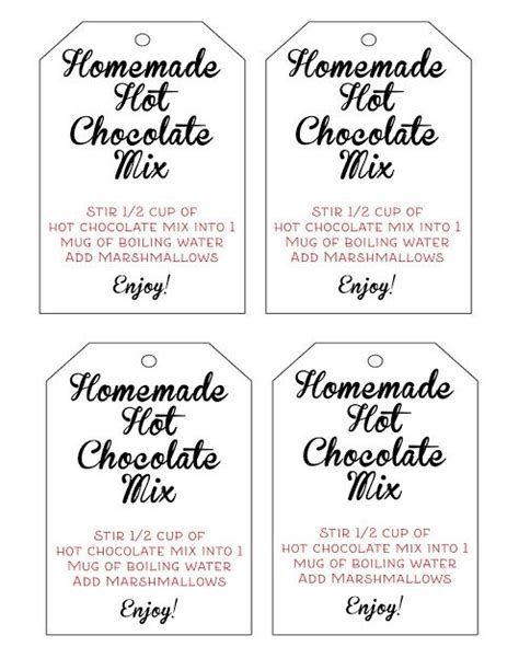 Diy Hot Chocolate Mix Recipe With Printable Direction Tag