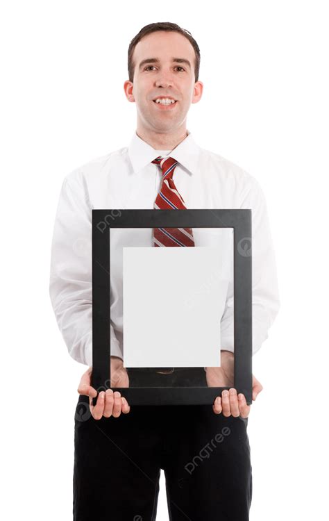 Man Holding Picture Frame Show, Show, Background, White PNG Transparent ...