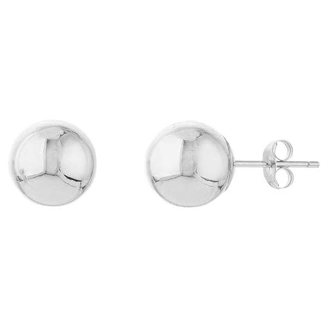 14k White Gold Lite Weight 8mm Ball Stud Earrings Jewelry For Women