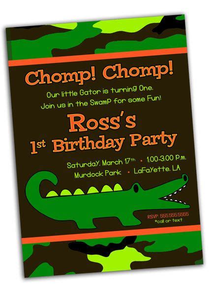 Alligator Crocodile Camo Swamp Birthday Party Invitation By Khudd