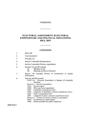 Fillable Online Parliament Tas Gov ELECTORAL AMENDMENT ELECTORAL