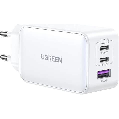 Сетевое зарядное устройство Ugreen CD244 USB-A + 2xUSB-C 65W GaN Tech ...