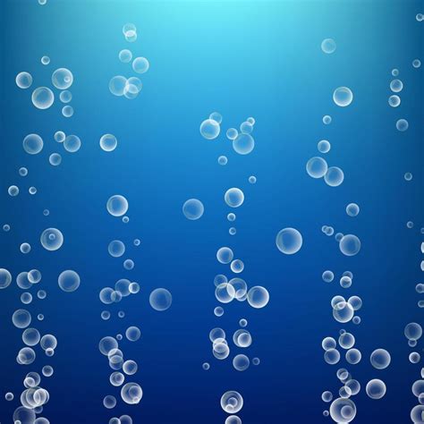 Bubbles In Water On Blue Background Ocean Deep Circle And Liquid